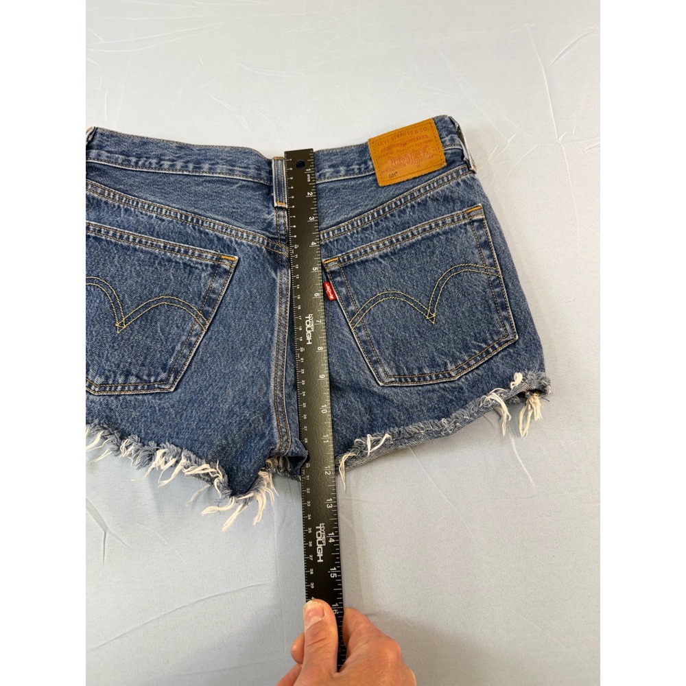 Levis Premium 501 Original Cut Off Denim Shorts Blue High Waisted W27 32317-0105 - Picture 14 of 14